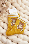 Women's Patterned Socks With Bear Yellow