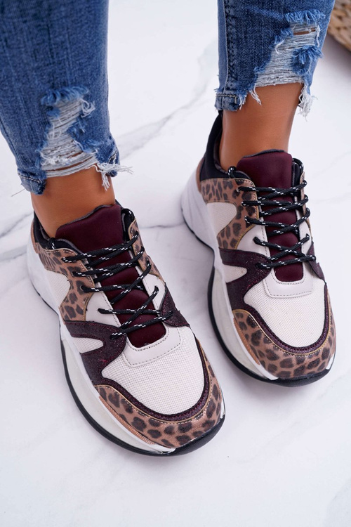 Women's Sports Shoes Maroon Snake Leather Larey