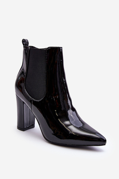 Heeled Patent Boots Black Evita