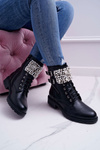 Women's Flat Heel Military Boots Black Bemmer