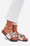 Ladies sandals with bow on cork platform beige Lisandrea
