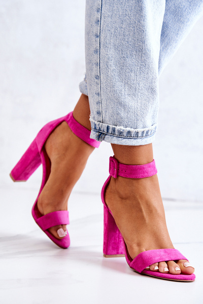 Suede High Heels Sandals Fuchsia Jacqueline