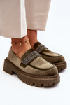 Women's Velvet Moccasins with Decoration Dark Green Wendreda
