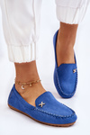Women's Suede Loafers With Embellishments Blue Leah