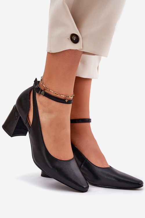 Czółenka Na Słupku Skóra Naturalna Czarne Maciejka K6816-01