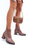 Leather Boots On Heel SBarski MR870-96 Beige