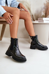 Black Zip-Up Glossy Ankle Boots Groesta