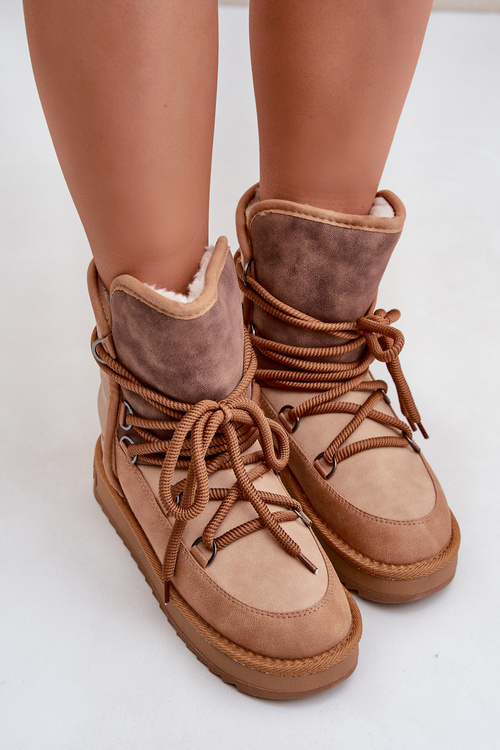 Damskie Śniegowce Z Wiązaniem Na Platformie Camel D.Franklin DFSH370013