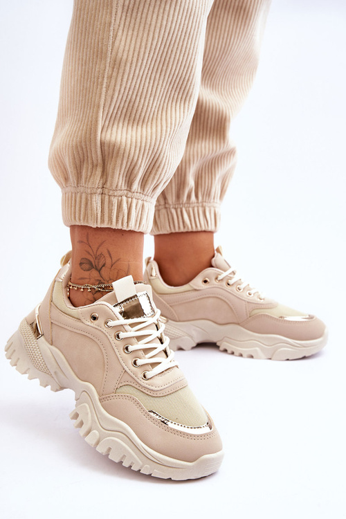 Buty Sportowe Klasyczne Platforma Beżowe Need It