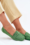 Women's Suede Moccasins Green Lenvie