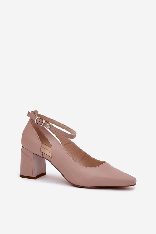 Leather Heels On A Block Heel Maciejka K6816-04 Beige