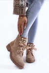 Suede insulated boots with a zipper with pearls beige Raiso