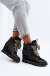 Women's Wedge Sneakers Black Leoppa