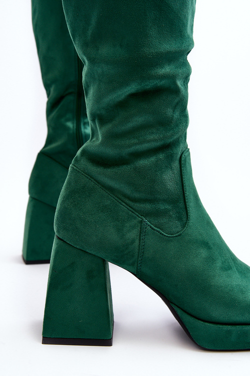 Women's insulated boots with chunky heel in green Layala