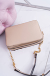 Shoulder Handbag with Golden Chain Beige