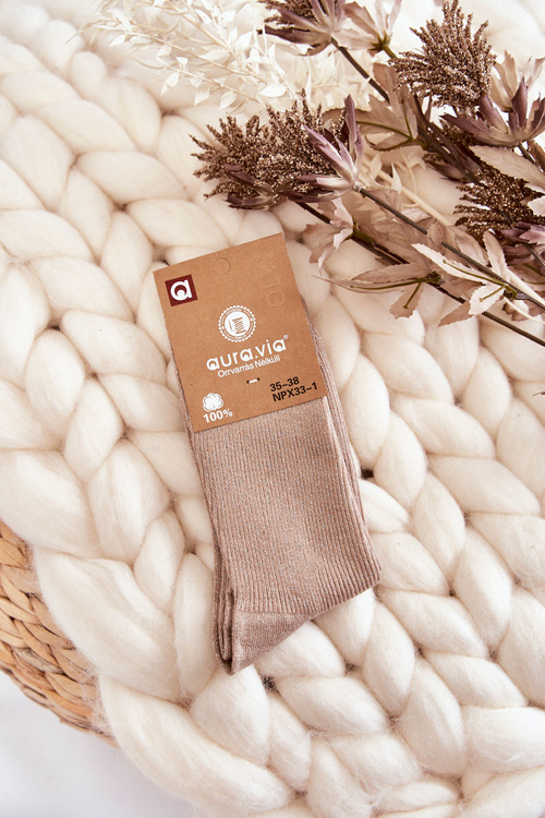 Women's Socks With Shiny Thread Beige