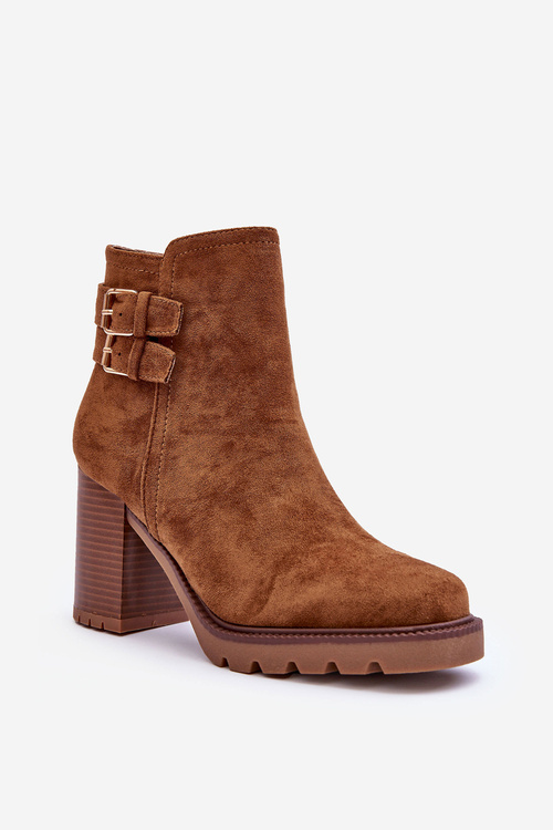 Suede Heeled Boots Brown Makeline 