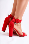 Suede Women's Sandals On Heel Red Bergamo