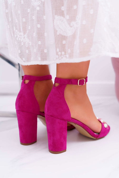 Women's Stiletto Sandals with Pearls Fuchsia Renes
