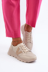 Sportowe Buty Lekkie Damskie Skóra Eleonori 7875 Beżowe
