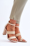 Suede Sandal With Braided Heel Strap Beige Roselia
