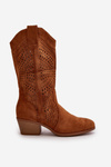 Lace-Up Women's Cowboy Boots with Heel Camel Iceda