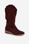 Cowboy Boots Low Heel Eco Suede Chocolate Cherrie