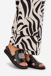 Women's Wedge Sandals Eco Leather With Decoration Black Sarela