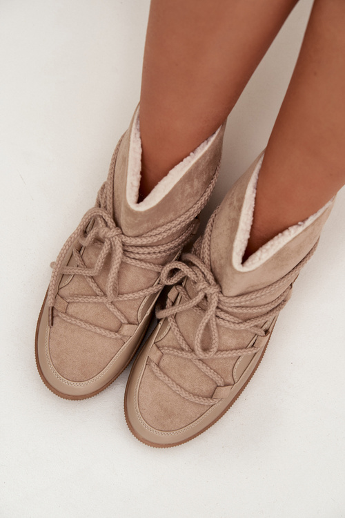 Women's Snow Boots with Laces Beige Rebekah