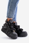 Leather Women's Sneakers On Massive Platform CheBello 4561 Black