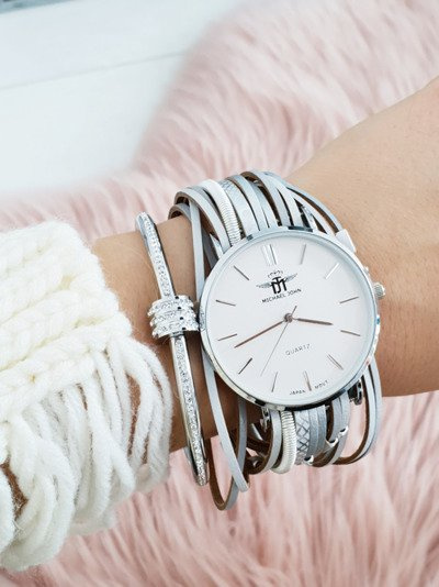 Women's Michael John Watch With Throwback Strap Pepero Grey