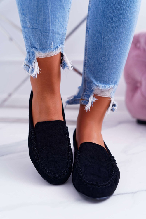 Sergio Leone Women's Suede Black Winted Moccasins