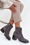 Women's boots from natural suede with heel lined Vinceza 66806 Gray