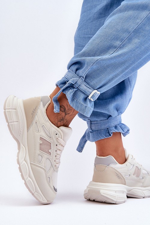 Fashionable Women's Mesh Sneakers Beige Venice