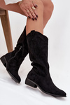 Cowboy Boots Low Heel Eco Suede Black Cherrie