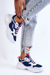 Sportowe Buty Damskie Lekkie Biało-Granatowe Big Star LL274376