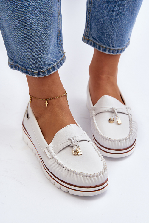 Women's White Platform Moccasins Railav