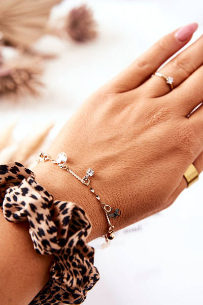 Bracelet with Pendants Butterfly Zirconia Gold Sienna