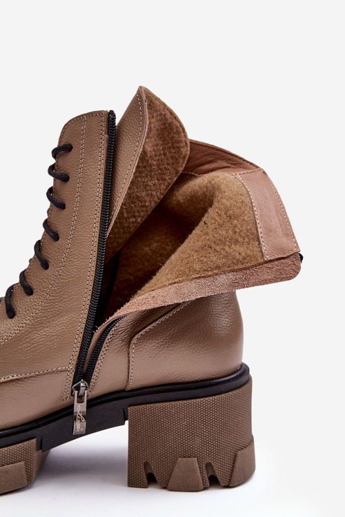 Leather Women's Padded Trapper Boots Lemar Brown Rehin