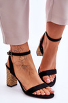 Suede Sandals On A Braided Heel Black Selila