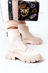 Women's Platform Boots With A Zipper Beige Cheers