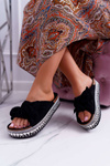 Women's Flip-Flops With Doodles Thick Soles Black Milady