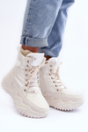 Insulated Boots On Massive Platform Light Beige Lanleh