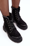 Women's Decorated Lace-up Ankle Boots Black Santelia