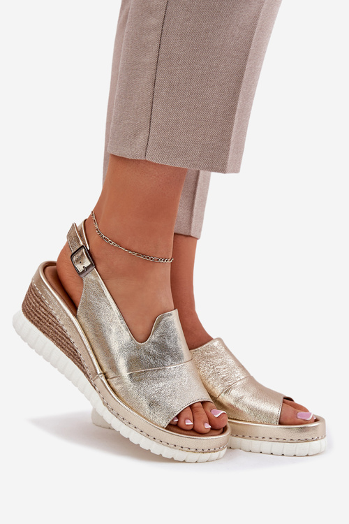 Ladies Leather Wedge Sandals Artiker 56C0920 Gold