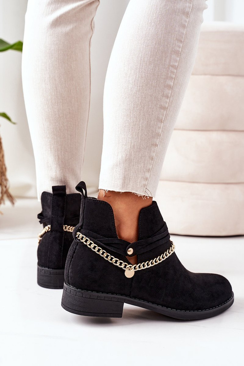 Suede Boots With A Chain Black Elvira