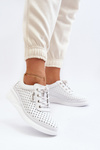 Sportowe Buty Trampki Damskie Skóra Naturalna Białe Brumia 7890 