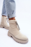 Decorated Ankle Boots with Flat Heel Light Beige Plotia 