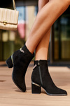Leather Ankle Boots With Jewelry Embellishment Black Jadirel