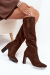 Ladies heated ankle boots with heel chocolate Zamira